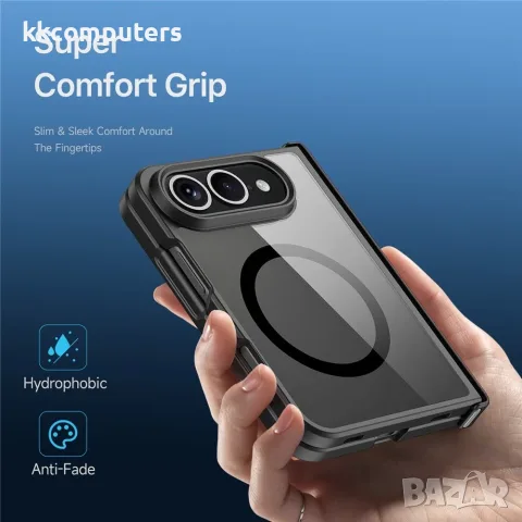 DUX DUCIS Aimo за iPhone Fold Магнитен PC TPU Калъф със Защита на Пантата и Скрийн Протектор – Черен, снимка 4 - Резервни части за телефони - 55320909
