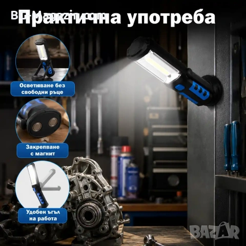 Работна къмпинг преносима лампа LED фенер с кука магнит осветление за риболов туризъм аварии палатка, снимка 4 - Къмпинг осветление - 51016877