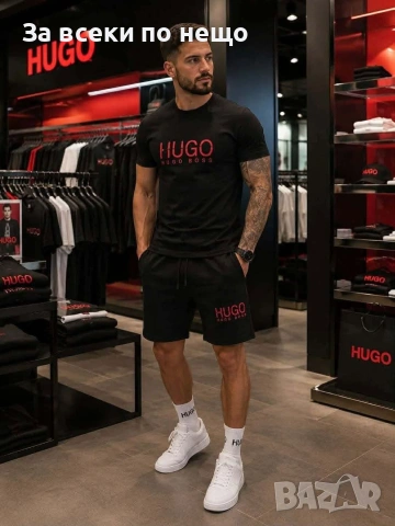 Hugo Boss Мъжки Летен Екип👕🩳Мъжки Къс Комплект Хуго Бос - 2 Цвята Kод B473, снимка 4 - Спортни дрехи, екипи - 55083411