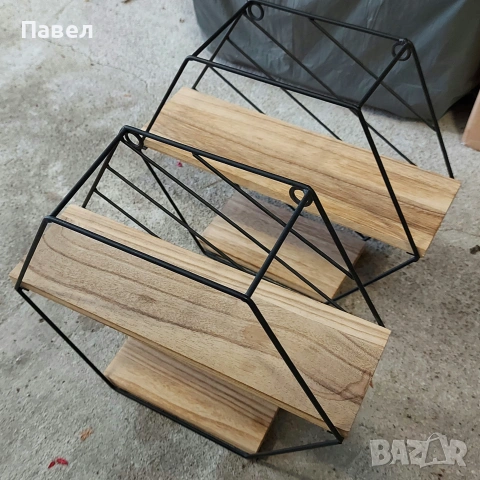 2 броя етажерки от метал и дърво, снимка 2 - Етажерки - 55185209