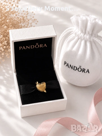 Сребърен талисман за гривни Пандора PANDORA Gold Heart, снимка 2 - Гривни - 50795715