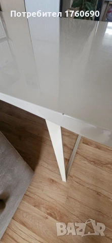 Трапезна маса цвят крем: 154/80/76см (разтегателна), снимка 3 - Маси - 53955436