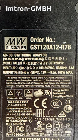 Захранващ адаптер  12VDC, 8.5A, 102W, 85~264VAC, 120~370VDC,  импулсен, GST120A12-R7B, снимка 5 - Кабели и адаптери - 55569065
