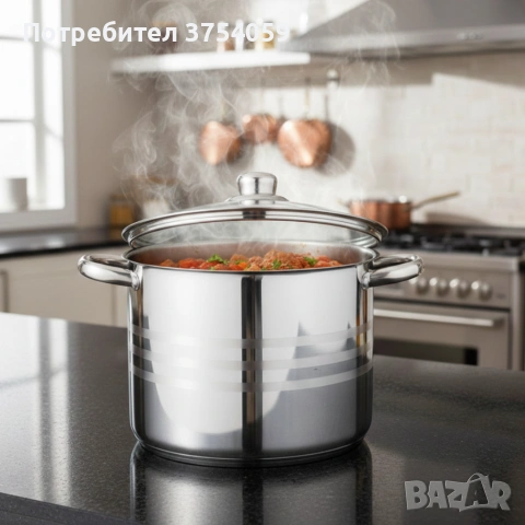 Тенджера Edenberg от неръждаема стомана и многослойно дъно за бързо и равномерно готвене, снимка 2 - Съдове за готвене - 55183648