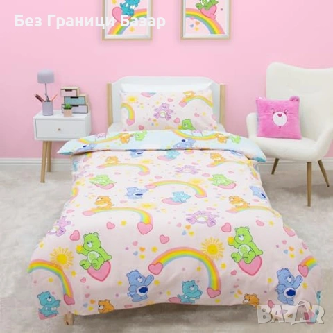 Нов Care Bears спален комплект за легло детска стая с грижовните мечета Плик За Завивка С Калъфка, снимка 3 - Спално бельо и завивки - 54638403