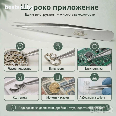 Анти магнитна права професионална пинсета висококачествена часовникар, снимка 2 - Други инструменти - 29093195