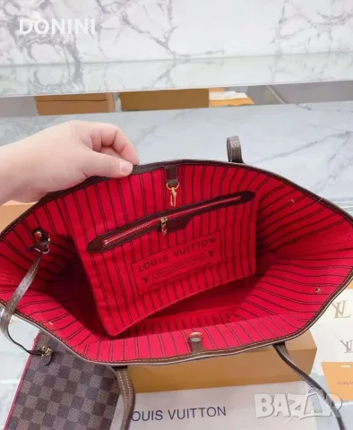Дамска чанта Louis Vuitton Neverfull, кожа, снимка 8 - Чанти - 55464829