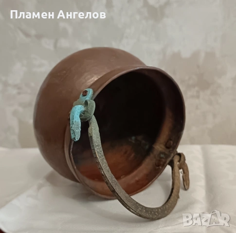 Старинно медно бакърче /менче, снимка 5 - Антикварни и старинни предмети - 54876486