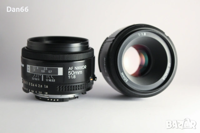 Nikon AF-Nikkor 50mm f/1,4 с HS-9 сенник и Nikkor 1,8/50 AF-Nikkor обективи, снимка 4 - Обективи и филтри - 54642653