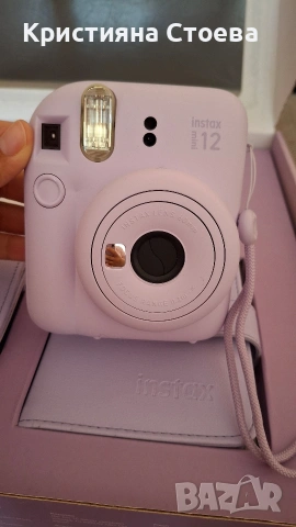 Комплект Fujifilm - Instax Mini 12, фотоапарат, албум, калъф, цвят лилав с гаранция, снимка 2 - Фотоапарати - 54515385