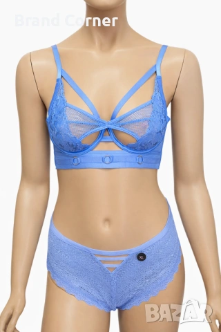 Hunkemöller луксозен комплект бельо в син цвят – размер XL