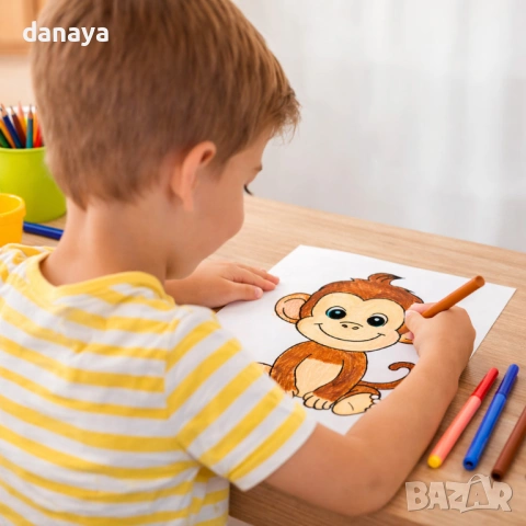 6553 Комплект A4 листи за оцветяване с животни в папка, 50 броя, снимка 2 - Ученически пособия, канцеларски материали - 54089593