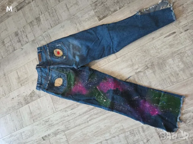Дънки Джофра ръчно рисувани, снимка 2 - Дънки - 55641094