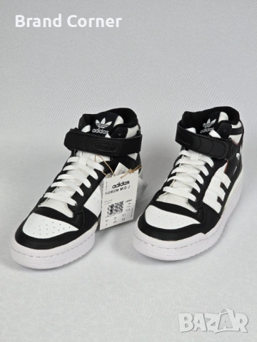 НОВИ Adidas Forum Mid J (Черно/Бяло) – Оригинални, с етикети рст 37 1/3