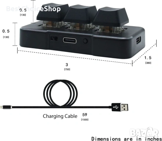 Мини безжична механична клавиатура 3 клавиша програмируема RGB USB