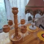 Нов голям дървен свещник за 5 свещи, снимка 1