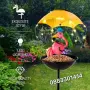 Соларна лампа Фламинго с хранилка за птици , снимка 3