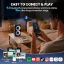 Нова Портативна караоке машина с 2 безжични микрофона Bluetooth USB AUX TF LED, снимка 6