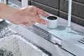 100см Модерна бяла мултифункционална кухненска мивка с двоен водопад, снимка 7