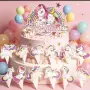 12 бр Еднорог Unicorn Birthday къси картонени топери топер за торта мъфин, снимка 1