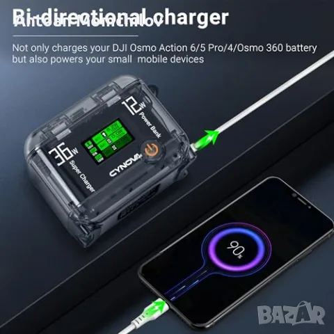 Зарядно CYNOVA Battery Charger за DJI Osmo Action 6 OLED 3 слота, снимка 5 - Батерии, зарядни - 55409902