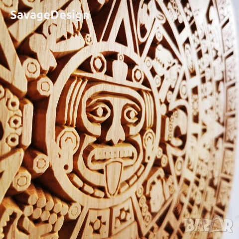 Календар на Ацтеките дърворезба, Aztec Calendar woodcarving 