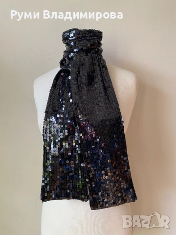 Шал с пайети в черно и кафяво/ различни видове, снимка 3 - Шалове - 47544666