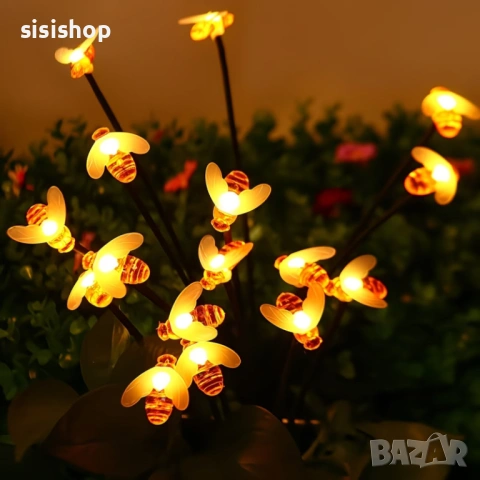 Соларни LED лампи за декорация „Пчелички“ – 10 броя в комплект, водоустойчиви 4987