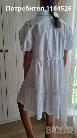 Нова бяла рокля Zara, XS, снимка 4 - Рокли - 54899963