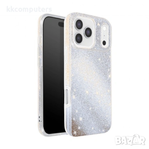 Силиконов кейс bSmart Glitter 3в1 за iPhone 17 Pro Max (6.9) сребрист и Протектор