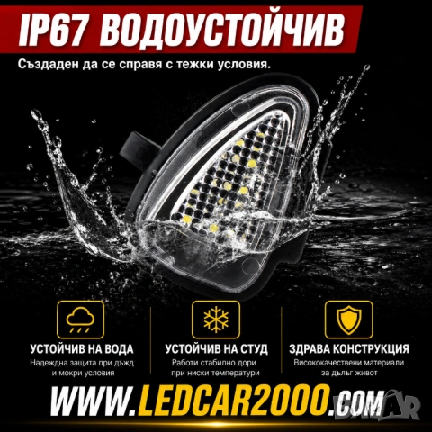 LED плафони под огледалата Golf 6 (Puddle Light) за VW – Plug & Play, снимка 2 - Аксесоари и консумативи - 54397760