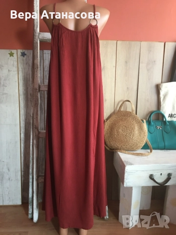 🤎🤎🤎 Дълга памучна рокля Mango🍑 s/m/l размер👜, снимка 4 - Рокли - 55605792