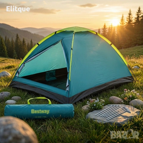 Двуместна лека къмпинг палатка с комарник и чанта за пренасяне, 205x145x100см, снимка 8 - Палатки - 54196027