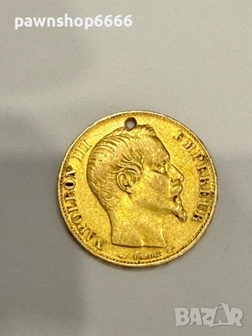Златна Монета 20 Френски Франка Наполеон III 1853- 1860