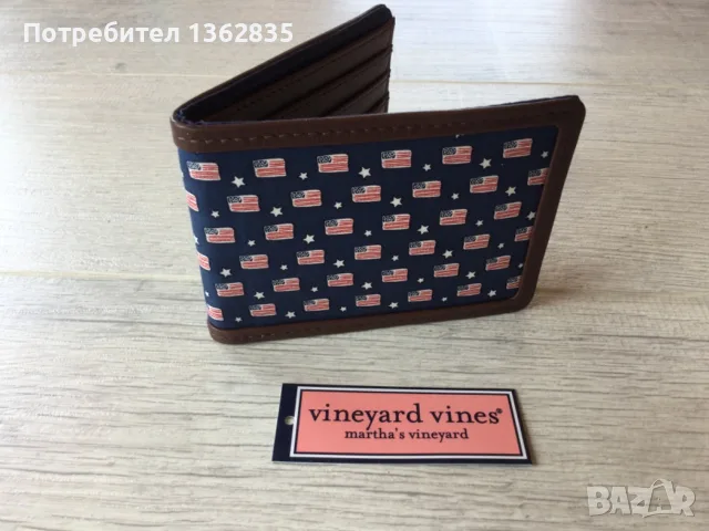 НОВ 100 % оригинален мъжки портфейл / портмоне от текстил и кожа на VINEYARD VINES от САЩ, снимка 3 - Портфейли, портмонета - 51985968
