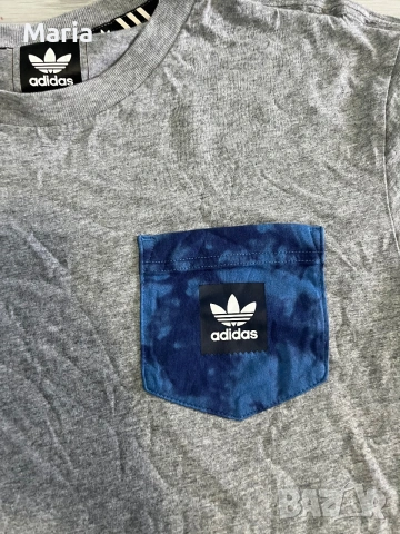 Adidas Originals мъжка тениска с джоб размер L сива оригинал, снимка 2 - Тениски - 55225988