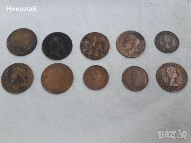 лот от 10 броя пенита Великобритания., снимка 3 - Нумизматика и бонистика - 54645683