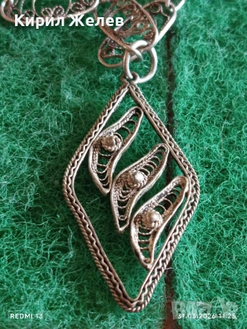 Сребърно колие Възрожденски стил филигранна изработка гранулация 26531, снимка 4 - Колиета, медальони, синджири - 54037313