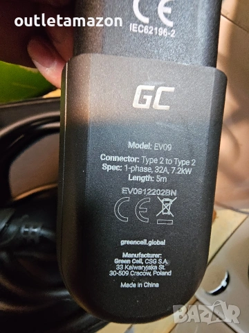 Кабел за зареждане Green Cell GC type 2, 7,2 kW, За EV / PHEV зареждане, 5 м, снимка 6 - Аксесоари и консумативи - 54702218
