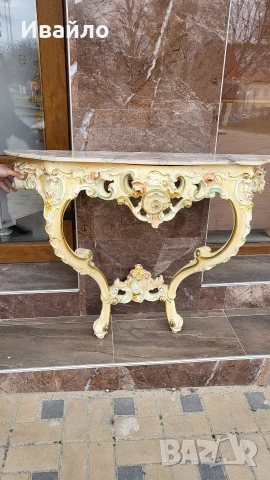 Италианска барокова конзола с огледало , снимка 3 - Огледала - 54400018