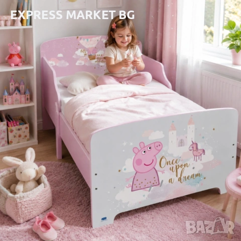 Детско легло Peppa Pig 140x70 см с ламелна основа, снимка 2 - Мебели за детската стая - 54827527