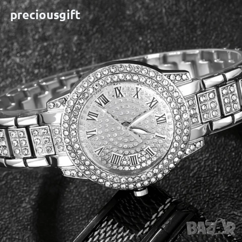 Дамски комплект от 5 части - часовник, колие, гривна, обеци и пръстен, снимка 2 - Дамски - 54139151