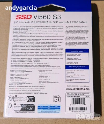 1TB Verbatim Vi560, SATA (6GB/s), размер M.2 (2280), скорост четене 520MB/s, скорост запис 480MB/s, снимка 10 - Твърди дискове - 54980266