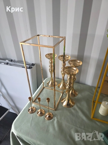 Стойка French Gold стенд за цветя за украса за сватба, снимка 9 - Други - 54186591