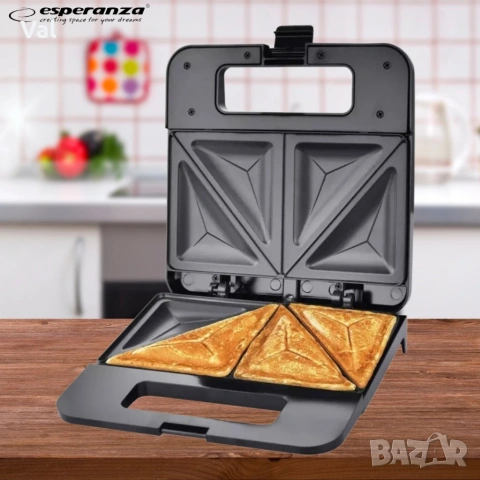 Тостер-сандвич Esperanza Parmigiano, 1000W, триъгълник, 2 ГОДИНИ ГАРАНЦИЯ, снимка 7 - Тостери - 54814197