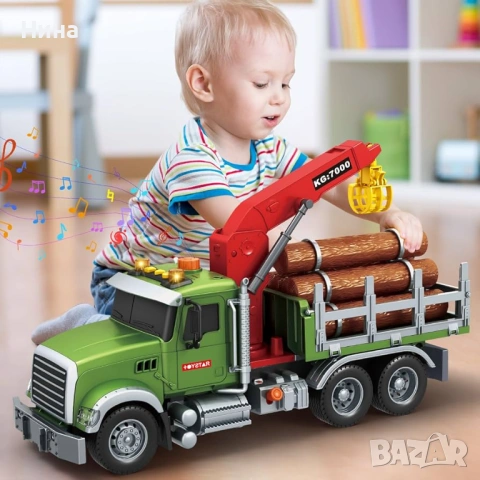 Камион дървовоз със звукови и светлинни ефекти, с пневматични щипка