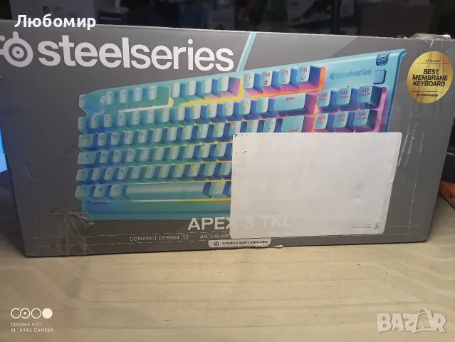 Геймърскa клавиатура SteelSeries Apex 3 TKL Aqua - Quiet Switct, US Layout , снимка 2 - Клавиатури и мишки - 55494980