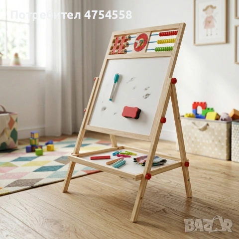 Мултифункционална образователна детска дъска с дървена рамка – за писане, рисуване и обучение, снимка 5 - Други - 54130097