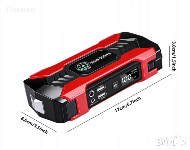 Автомобилен стартер 99800 mAh Power Bank Фенер Чук Комплект кабели с преносим твърд калъф, снимка 4 - Аксесоари и консумативи - 54866314