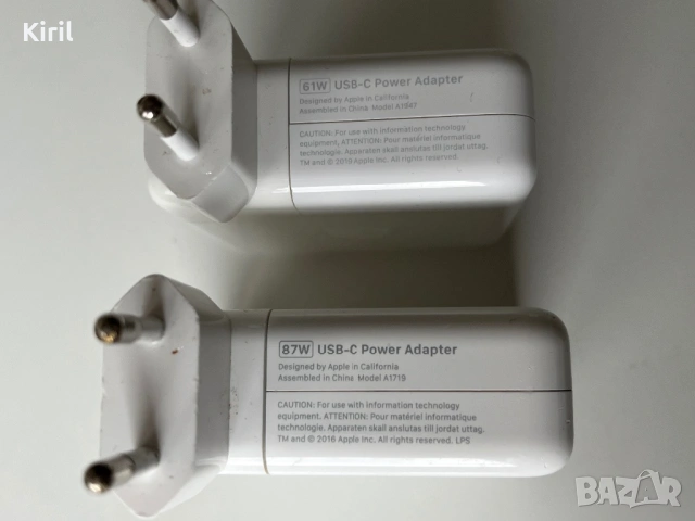 Apple power adapter USB-C 61W,87W, снимка 2 - Кабели и адаптери - 54654001